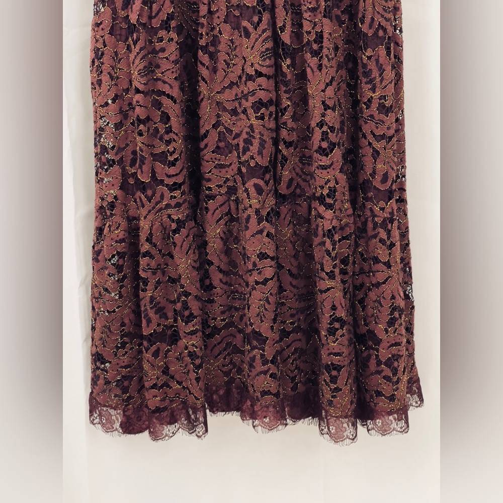 Dress The Population Madelyn Midi Sleeveless Dress Burgundy & Gold Threads XS - Picture 8 of 11